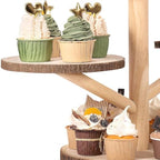 4 Tiered Rustic Wood Cupcake Stand, Detachable Cupcake Tower Holder Wood Dessert Display Platter for Birthday Graduation Tea Party Wedding Decoration