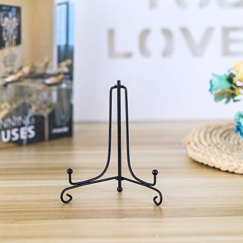 (2 pack)Iron Display Stand, Black Iron Easel Plate Display Photo Holder Stand, Displays Picture Frames, Cookbooks, Decorative Plates, Tablets and Art 5 Inch - color: Black, size: 5 inch(2 pack)
