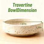 Natural Travertine Decorative Bowl, 7.87" x 2.16" Round Stone Fruit Bowl for Kitchen Counter, Modern Marble Key Bowl for Entryway Table, Stone Catchall Tray for Jewelry, Candy, Home Decor Centerpiece