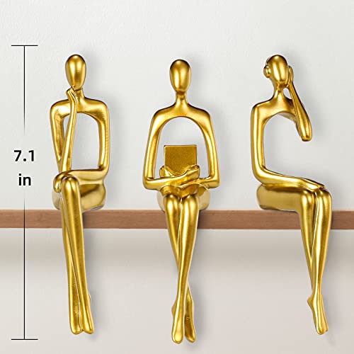 BMLCGJ Thinker Statue Gold Decor Abstract Art Sculpture, Golden Resin Collectible Figurines for Home Living Room Office Shelf Decoration,Great Gifts Ideas (Sitting Posture-Gold) - color: Sitting Posture--gold