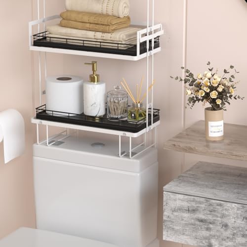 Oak Bathroom Toilet Tank Tray, 13" Wood Toilet Paper Storage Basket Back of Toilet Basket Organizer, Vanity Tray for Perfume Makeup Candle Kitchen Counter Coffee Table Black Tray Decor - color: Black, size: 13" x 6.5" x 1.5"