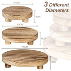 3 pcs Wooden Stool Display Stand, Round Plant Stand, Farmhouse Indoor Small Plant Stand Round Display Stand Wood-Flower Pot Supports Plant for Indoor Outdoor Home, GardenPatio Decorative