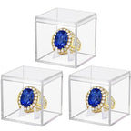 Championship Ring Display Case 3pcs Clear Acrylic Plastic Baseball Display Case Small Showcase with Mini Card Stand Holder Square Storage Box for Jewelry Sport Ring Candy Box - style: Ring