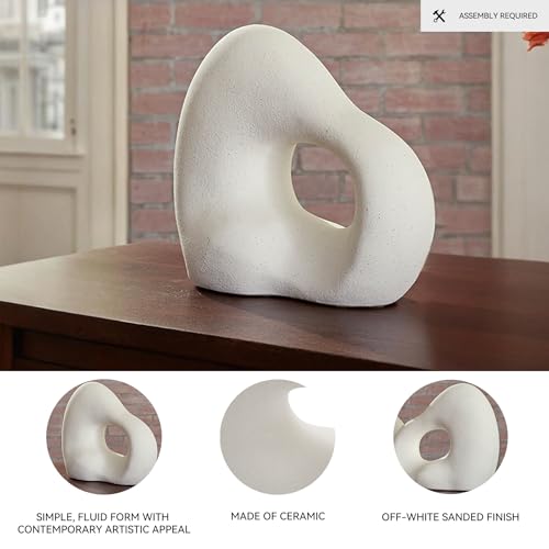 Signature Design by Ashley Arthrow Modern 11 in. Ceramic Abstract Sculpture, White - size: 13" W x 6" D x 11.25" H