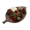 Acacia Wood Leaf Design Serving Tray - Decorative Wooden Platter for Charcuterie, Cheese, Fruit, Kitchen Table Decor