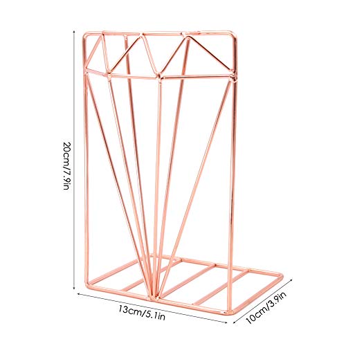 Winterworm Metal Bookends Book Ends Heavy Duty Modern Decorative for Bedroom Library Office School Book Display Desktop Organizer Gift (Diamond Rose Gold) - color: Diamond Rose Gold