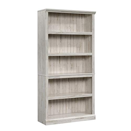 Sauder 5 Tier Book Shelf Wooden Bookcase Multipurpose Bookshelf for Home Office, Living Room, in White Plank - color: White Plank