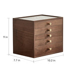 CHOSIN Black Walnut Wooden Jewelry Box Women large 5 Level Drawer Organizer Box with Glass Lid for Necklaces Watch Necklace Ring Earring Storage Gifts for Mom - style: 5 Layer