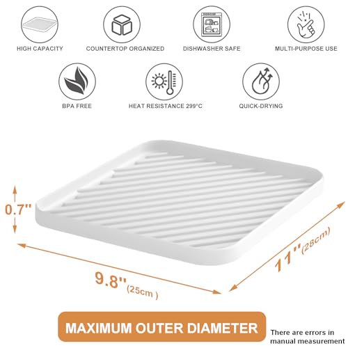 Silicone Organizer Tray for Kitchen Sink and Bathroom, Dishwasher Tray, Versatile Bathroom and Drawer Organizer Trays, Non-Slip Countertop (White) - color: White