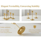 3 Pcs Bell-Shape Gold Candlestick Holders - 7" & 4.7" Tall Taper Candle Holders for Elegant Table Centerpiece and Home Decor