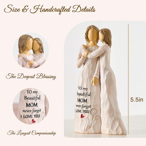 NAN ZAI NAN FANG Mother Daughter Figurine Gifts for Mom from Daughter 5.5" Resin Sculpted Hand-Painted Figure Birthday Mothers Day Thanksgiving for Moms Mother-in-Law - style: Mother and Daughter Embracing