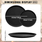 Zopeal 8 Pieces Black Round Restaurant Serving Tray, Plastic Non Slip Surface Food Meals Server Tray with Raised Edges for Home, Kitchen, Restaurant, Cafeteria, Bar (11",16") - size: 11", 16"
