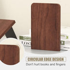 Book Ends, Non-Slip Bookends, Heavy Duty Wooden Bookend Support for Books and Movies (1, Square bookends)