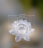 Crystal Lotus Flower Tealight Candle Holder Set of 2, Clear Glass Candlestick Holders, Pillar Votive Candle Holders for Table Centerpiece, Home Décor, Party, Wedding, Dinning
