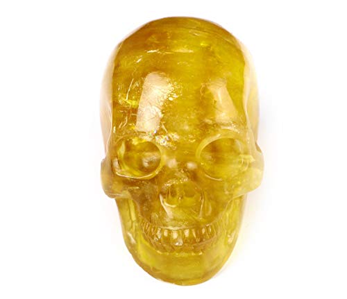 Skullis 2.0" Orange Fluorite Crystal Skull, Hand Carved Gemstone Fine Art Sculpture, Reiki Healing Stone Statue. z8