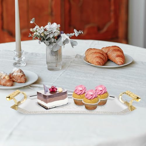 Cabilock Decorative Cake Tray 14.05X9.84 Inch Retro European Style Wedding Dessert Plate Elegant Storage Tray for Home Kitchen Serving