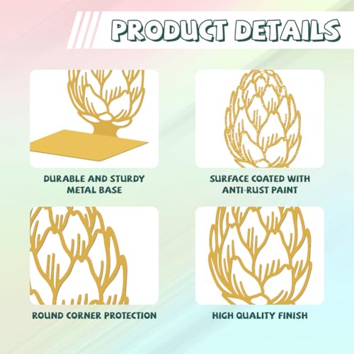 Peacoblue Metal Bookends for Shelves, Modern Decorative Heavy Duty Study Book Support Stoppers for Office Desk Shelf Room 5.3"x4.3"x6.1" Cast Iron Simple Golden Book Ends, 1 Pair (Golden Artichoke) - style: Golden Artichoke
