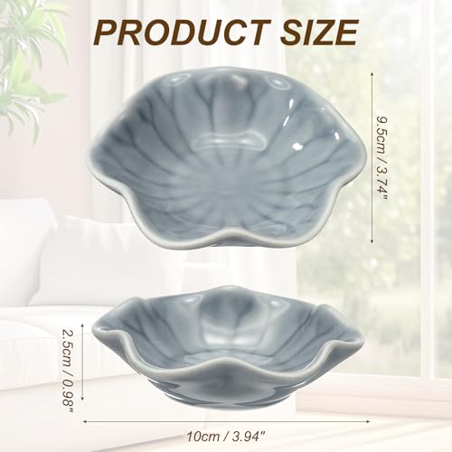 uxcell Candle Holder Plates, 4 Inch Ceramic Candle Tray Tealight Incense Holder Dish Candlestick for Tea Light Aromatherapy Wedding Rustic Vintage Home Decor, Lotus Leaf Clear Gray Blue - color: Clear Gray Blue