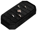 Velvet Ring Organizer Display Tray Jewelry Box Earring Holder Case for Wedding Birthday Christmas Day (Black) - color: Black