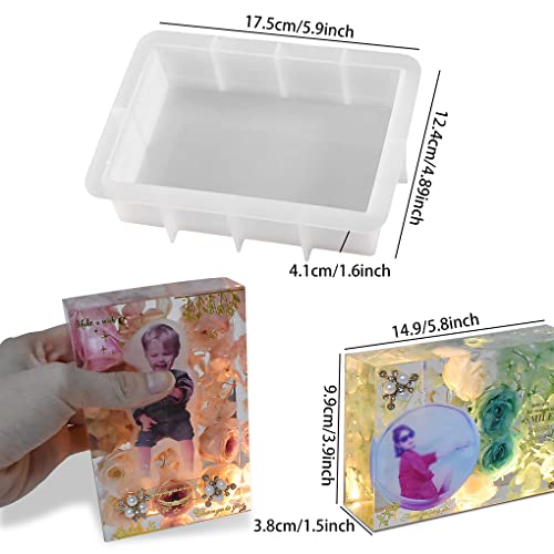 FineInno Deep Rectangle Resin Mold, Large Rectangular Epoxy Resin Mold, Craft Square Silicone olds for Cube Resin DIY Flower Preservation,Bookends Art - color: Rectangle