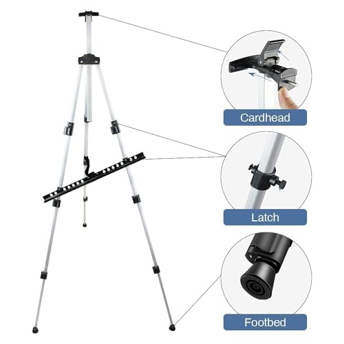 RRFTOK Art Painting Artist Easel Stand,Aluminum Metal Tripod Adjustable Easels for Painter Canvases Height from 17 to 66 Inch - Carry Bag for Table-Top/Floor Drawing and Displaying 2-Pack. - style: 66S 2pack