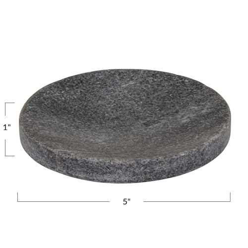 Creative Co-Op Marble Round Soapdish, Grey - color: Grey