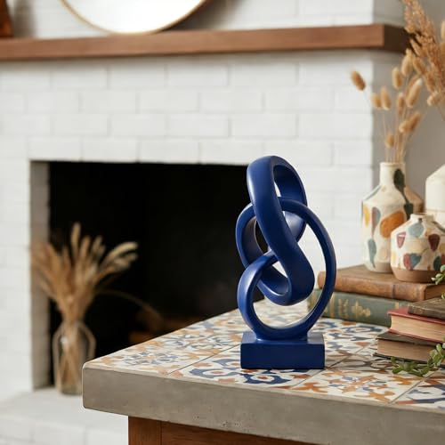 Navy Blue Knot Decor for Coffee Table Book,Abstract Art Mid Century Modern Decor for Bookshelf Entryway TV Stand,Minimalist Knot Sculpture for Home Living Room,Centerpiece Table Decorations (Blue) - color: Blue