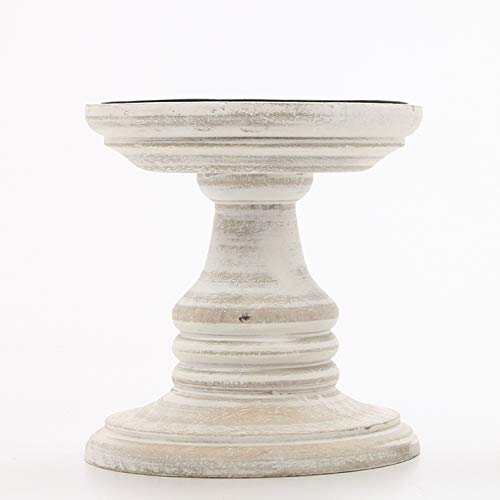 Hosley White 5 Inch High Wooden Pillar Candle Holder Country Style. Ideal Gift for Wedding Party Home Spa Reiki Aromatherapy LED Votive Candle Gardens W1 - color: White X 1count