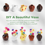 5 Pack Cute Ceramic Vase Fridge Magnets,Cute Fridge Magnets,3D Tiny Plant Vase Refrigerator Magnet for Decoration Kitchen Locker Office with Artificial Flowers - size: Style A-5pcs