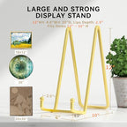 IPAME Plate Stands for Display 12 Inch Heavy Duty - Metal Picture Frame Easel Stands for Large Plates, Books, Platters, Plaques, Decor (Gold 2 Pack) - size: 12 Inch
