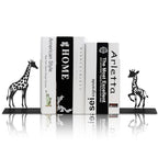 1 Pair Giraffe Bookends for Shelves,3D Foldable Giraffe Book Ends Decorative Bookends Organizer Metal Book Stands Journal Book Holder Book Stoppers for Women Girls Kids Gift Home School Library Decor