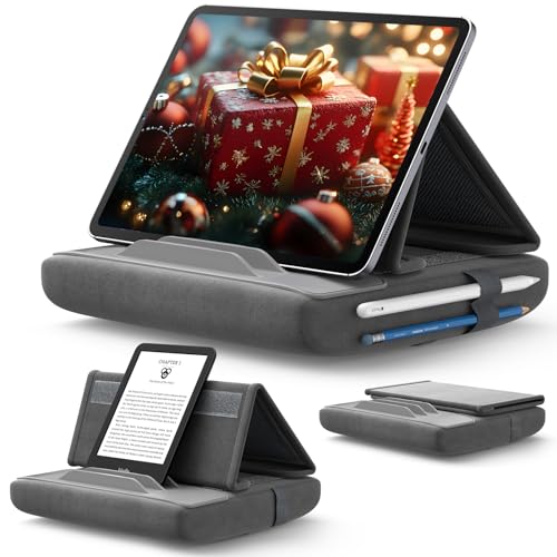 JSAUX Tablet Pillow Stand, Tablet Stand Holder Dock for Lap, Bed and Desk Compatible with iPad Pro 11 10.5 9.7 10.2 Air Mini, Kindle, Tablets, Phones, E-Reader, Books and More 4-10.9'' Devices Grey - color: Grey