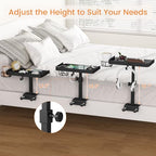 Snughome Clamp On Bedside Shelf for Bunk Bed - Adjustable Height Bedside Table Tray with Cup Holder & Cable Holes, Sturdy Nightstand Organizer Top Bunk Bed Accessories for College Dorm Apartment