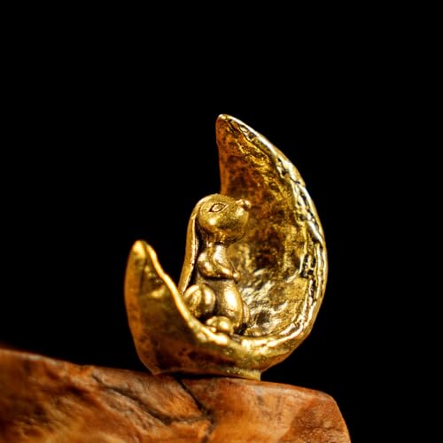 CHOVY Retro Handcrafted Moon Rabbit Sculpture - 100% Solid Brass Adorable Rabbit Sitting on Crescent Moon | Vintage Style Collectible Art Piece for Home & Office | Unique Gift for Lunar Lovers - style: Moon Rabbit