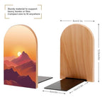 Sunset Wooden Bookends Shelves 2 PCS Mountain Sturdy Book Holders Desktop Organizer for Home Office Libraries - color: Color-2