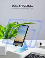 Aoviho Desk Cell Phone Stand - Aluminum Phone Holder Cradle Dock for iPhone 17 16 15 13 12 Pro Max 6s Plus SE 5 5s Samsung Galaxy S10 S9 S8 S7 Note 9 8 and All 4-10 Inch Smartphones - Sky Blue - color: Sky Blue