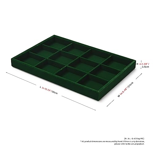 12 Grids Velvet Jewelry Tray Bracelet Trays Bangle Holder for Bracelet Bangle Earring Ring Display Storage (Green) - size: 12 Grid for Bracelet/Bangle