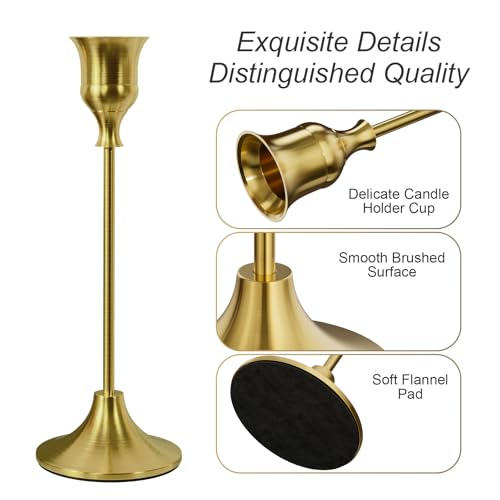 NLBTW Taper Candle Holders Bulk, Set of 24 Brass Gold Vintage Candle Sticks Holder Decor Home Decor Centerpieces for Table Festive Wedding Decorations - color: Brass Gold, size: 8 sets (24 pcs)