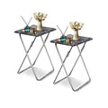Garden 4 you Folding TV Tray Table,TV Dinner Table with Sturdy MDF Top,Eating Trays for Living Room with No Assembly Required, 2PCS (Black Marble) - color: Black Marble, size: 2pcs