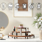 3 Tier Risers Display Stand,Wooden Cupcake Holder Stand,Rustic Cologne and Perfume Organizer for Women,Dessert Table Display Set for Party (Brown) - color: Brown