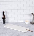 BIRDROCK Home 23" Marble Serving Board - Charcuterie Board for Party Appetizers - Kitchen Platter for Food - Pizza Fruit Display - White