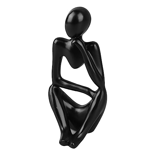 Abstract Thinker Statue | Synthetic Home Accent for Living Room/Office Desk/Bookshelf | Hollow Design Art Sculpture Collectible Present (Black Left) - style: Black Left