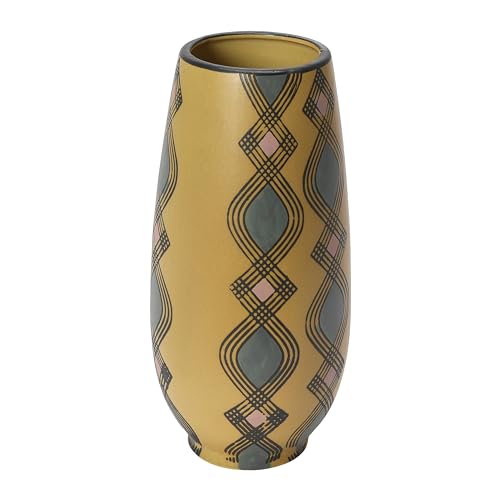 Bloomingville Hand Painted Stoneware Vase with Pattern, Lavender and Sand
