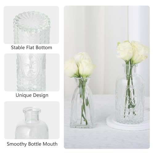 RUCKAE Small Clear Bud Vases Bulk 12 Pack Mini Flower Glass Vases for Centerpiece Table Wedding Decorations Home Decor Party - style: Transparent 12 Pack