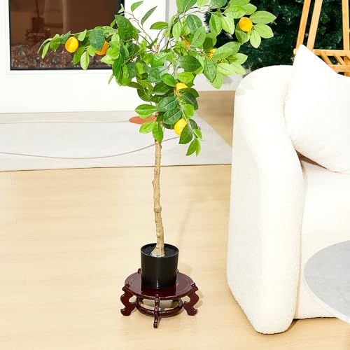 Geetery 2 Pcs 4 to 12 in Wooden Plant Stands Indoor Chinese Oriental Plant Stand for Vase Fishbowl Flower Pot Lamp Redwood Base Vintage Display Rack Decor(8 Inch) - size: 8 Inch