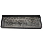 HF by LT Elephants Pattern Metal Boot Tray, 30 x 13 inches, Antique Zinc Finish - color: Elephants Pattern, Antique Zinc Finish