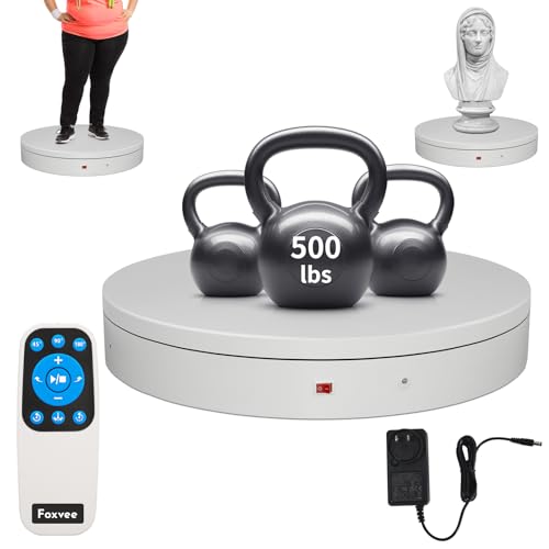 Remote-Controlled Motorized Turntable,Heavy Duty Motorized Rotating Display Stand,Speed-Adjustable Rotating Platform,Multi-Mode Photography Turntable for 3D Scan,Showcase(15.8in/White) - size: 15.8inch/White/500Lbs Load