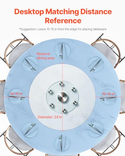 VEVOR 30 in Glass Lazy Susan Turntable, Tempered Glass Dining Table Centerpiece with 6 Rotating Wheels, 360° Smooth and Silent Spin Tabletop Rotating Tray, for Family Gatherings, Banquets & Weddings - size: 30 "