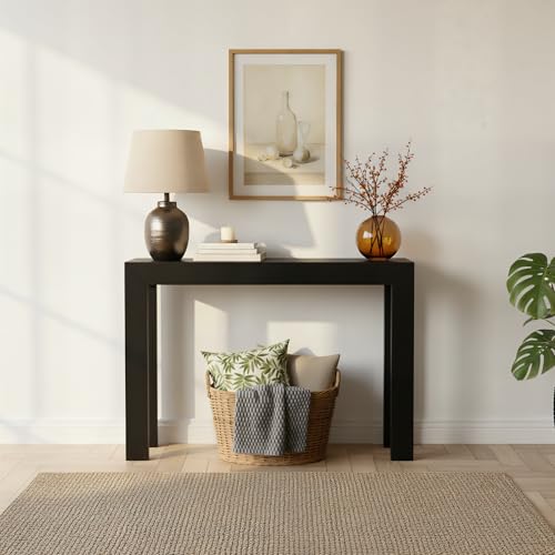 Plank+Beam Modern 46 Inch Console Table, Solid Pine Wood Entryway Table, Narrow Sofa Table for Hallway or Living Room, Black - color: Black, size: 46 Inch
