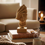 Flocked Resin Statue with Soft Velvety Texture, See No Evil Sculpture Modern Abstract Figurine for Desk, Bookshelf, Coffee Table Centerpiece, Meditation Room (Brown) - color: Nosee-brown